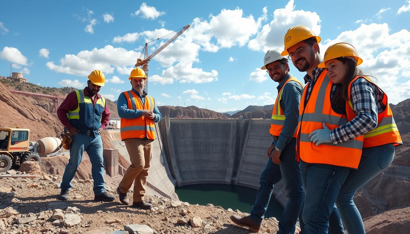 dam construction workers